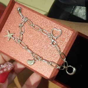 Elsa inspired BEAN GENUINE STERLING SILVER CHARM BRACELET